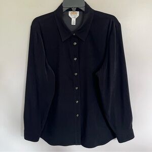 Women’s Talbots Long Sleeve Button Down Shirt In Black Size X